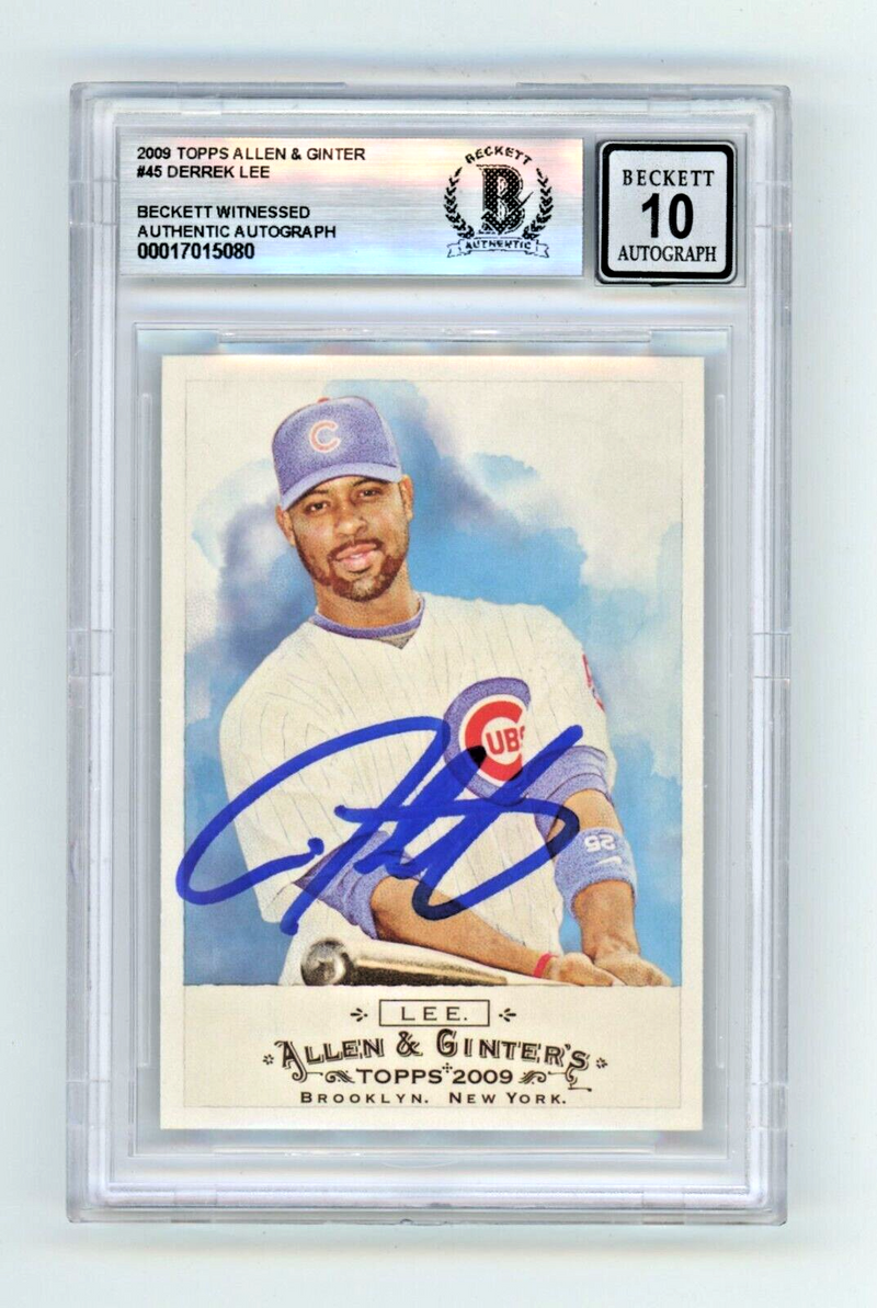 Derrek Lee 2009 Topps Allen & Ginter #45 Signed Beckett Wit BAS BGS 10 Auto Cubs