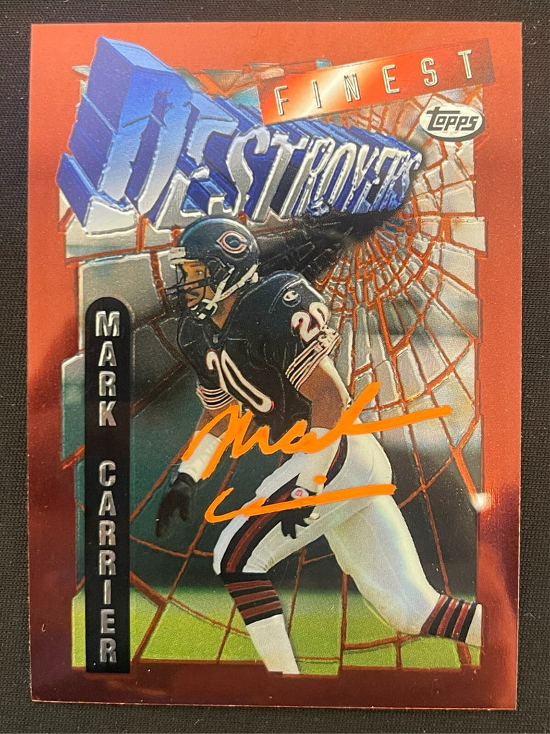 Mark Carrier Signed 1996 Topps Finest Destroyers #251 LSCM COA Chicago Bears