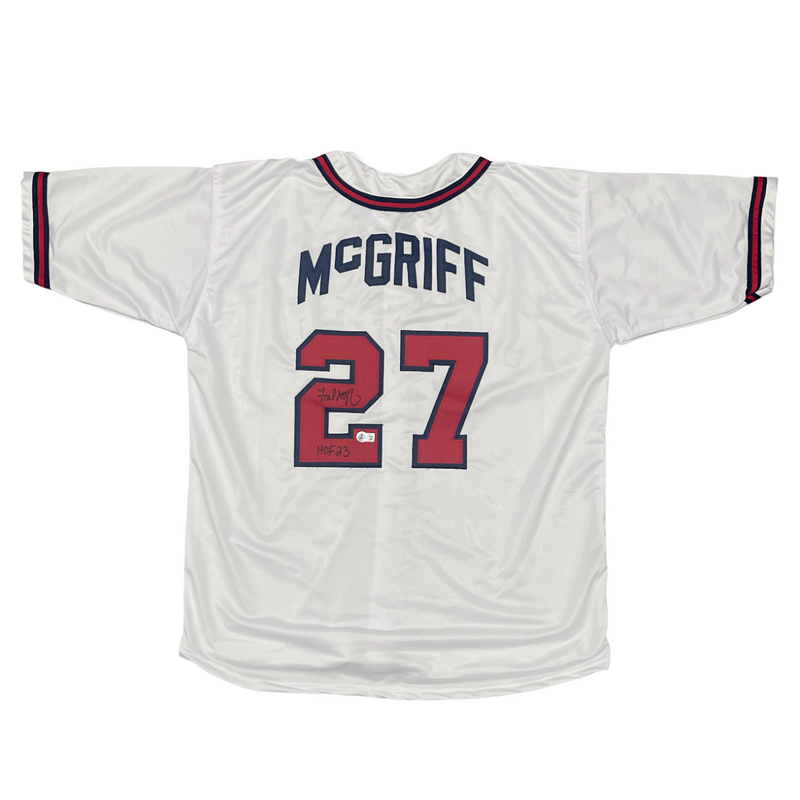 Fred McGriff Signed Braves Custom Jersey w/ HOF 2023 Beckett Witness BAS COA