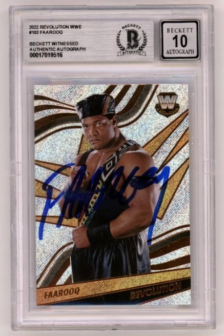 Faarooq 2022 Panini Revolution WWE #103 Signed Beckett BAS BGS 10 Auto
