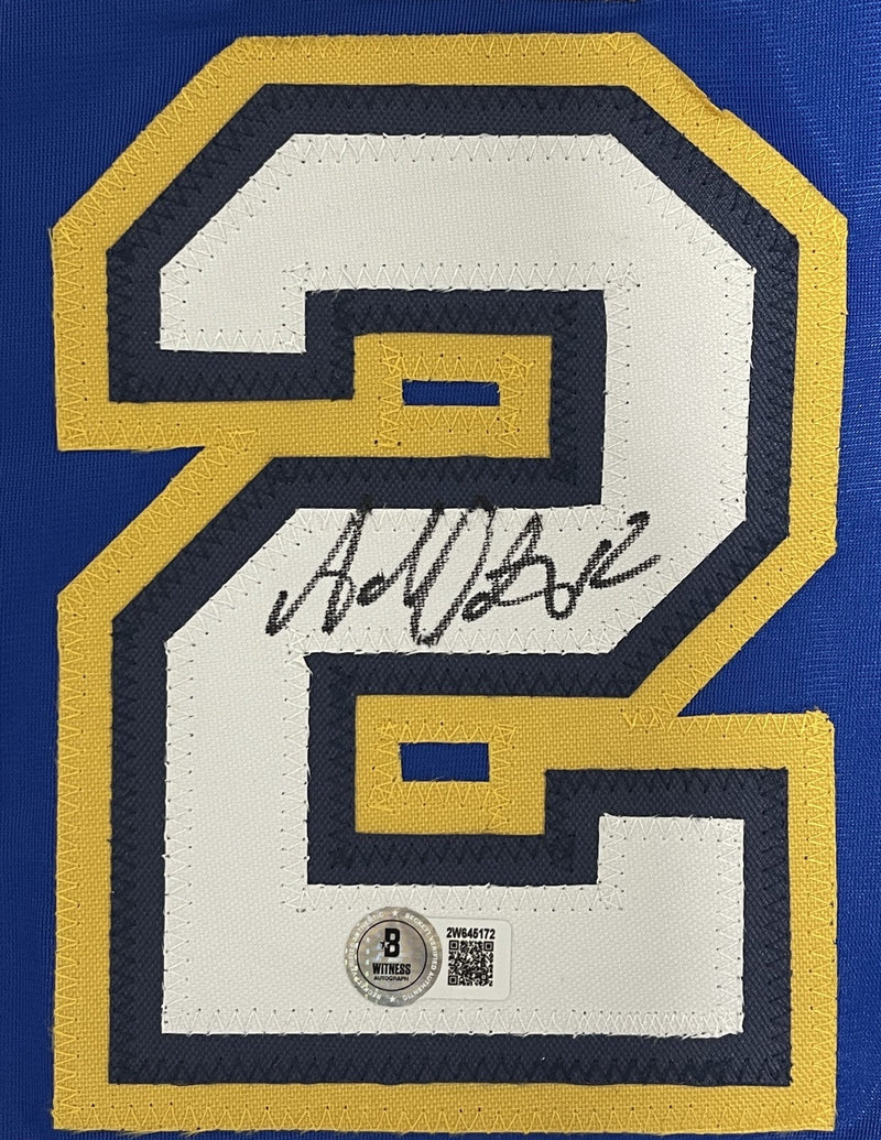 Brett Hull & Adam Oates Dual Signed Blues Custom Jersey Beckett Witness BAS COA