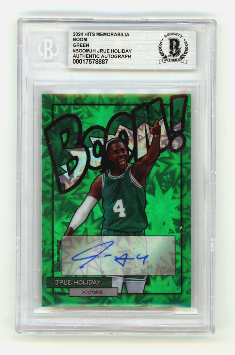 Jrue Holiday 2024 Hits Memorabilia BOOM Green /4 Signed BGS BAS Auto Boston