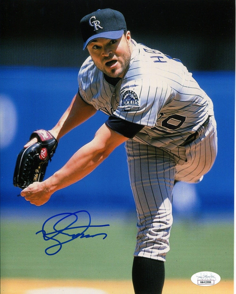 Mike Hampton Signed Autographed Colorado Rockies 8x10 Photo JSA WIT COA