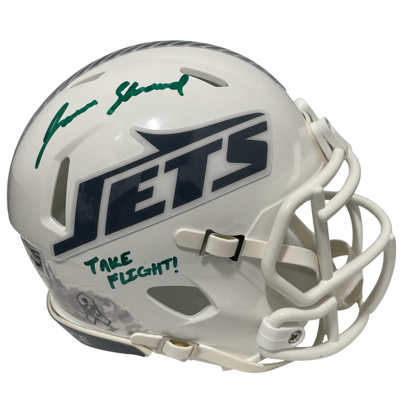 Jamien Sherwood Signed Jets Salute 24 Mini Helmet Take Flight Beckett W BAS COA