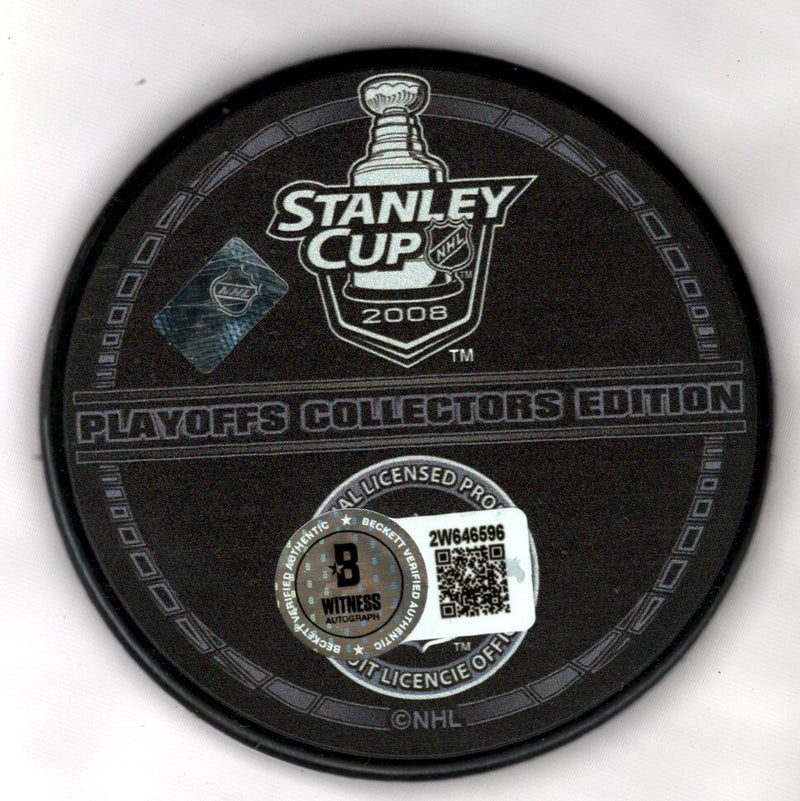 Chris Chelios Signed Auto 2008 Stanley Cup Puck w/ 2008 Cup Beckett BAS COA