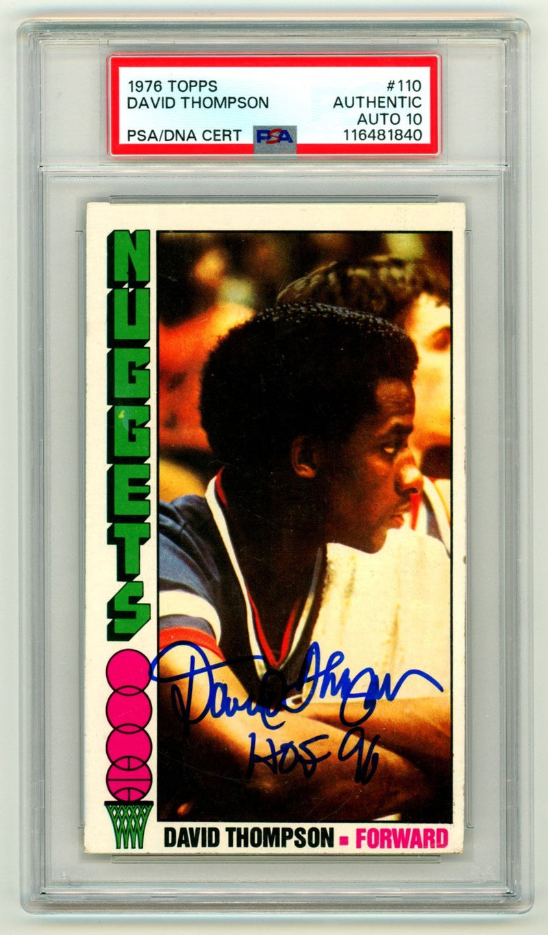David Thompson 1976-77 Topps #110 Tall Boy RC Signed w/ HOF 96 PSA 10 Auto