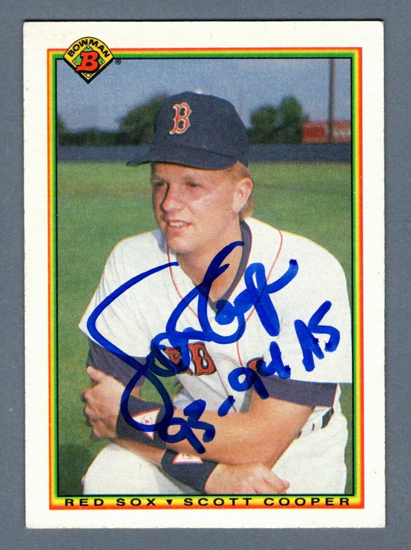 Scott Copper Signed 1990 Bowman Baseball 277 RC w/ All Star Ins LSCM COA Red Sox