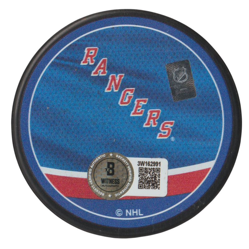Jaromir Jagr Signed Rangers Reverse Retro Puck Beckett Witness BAS COA