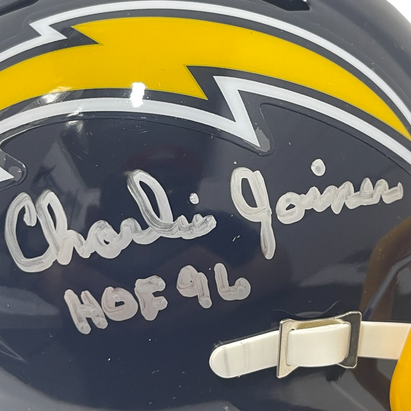 Charlie Joiner Signed Chargers TB Mini Helmet w/ HOF 96 Beckett Witness BAS COA