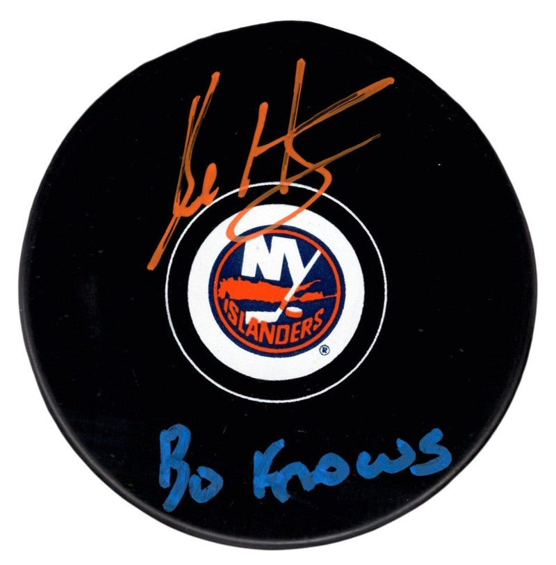 Bo Horvat Signed New York Islanders Puck w/ Bo Knows Beckett Witness BAS COA B/O
