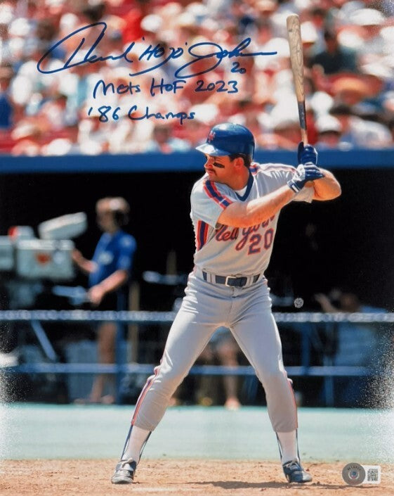 Howard Johnson Signed 11x14 Photo w/ Mets HOF + 86 WSC Beckett BAS COA