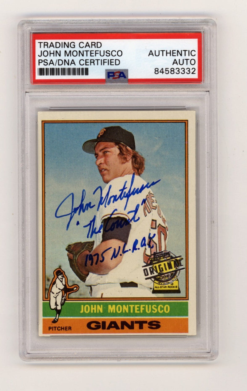 John Montefusco 1976 Topps Original Buyback #30 Signed w/ Ins PSA Authentic Auto