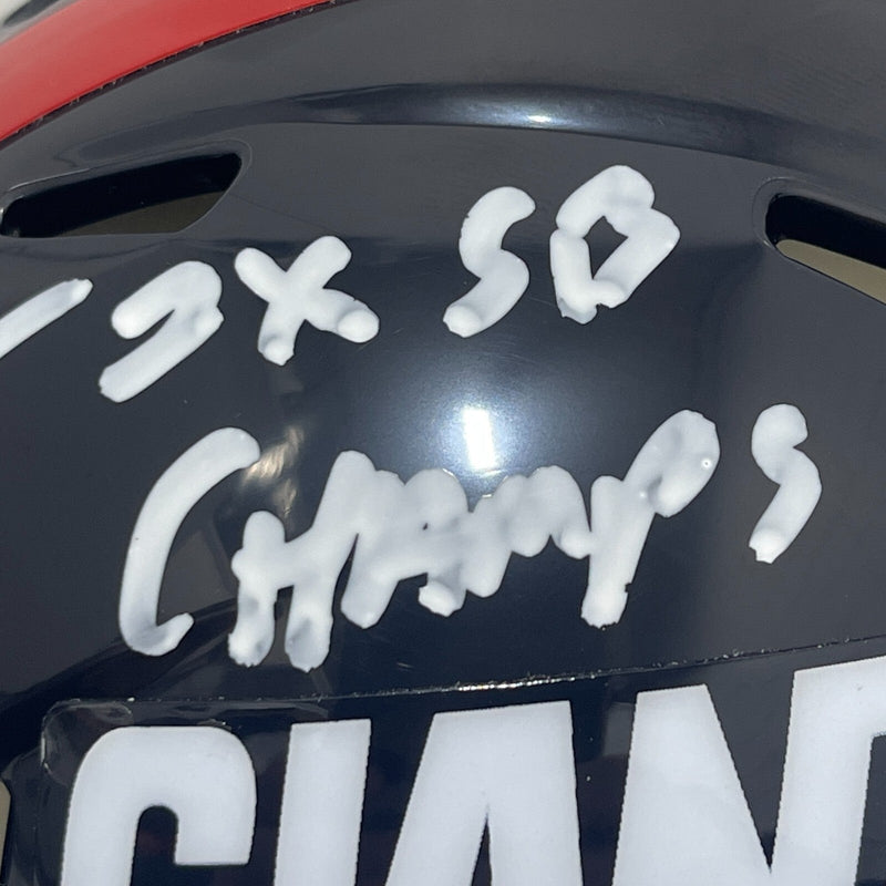 Pepper Johnson Signed Giants TB Mini Helmet w/ 2x SB Champs Beckett Wit BAS COA