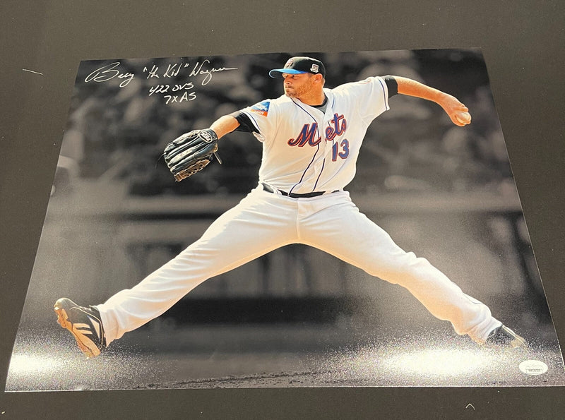 Billy Wagner Signed Autographed New York Mets 16x20 Photo w/ 3x Insc JSA COA