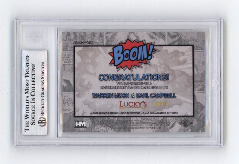 Warren Moon & Earl Campbell 2024 Hits BOOM Gold #/10 Dual Signed BGS BAS Auto