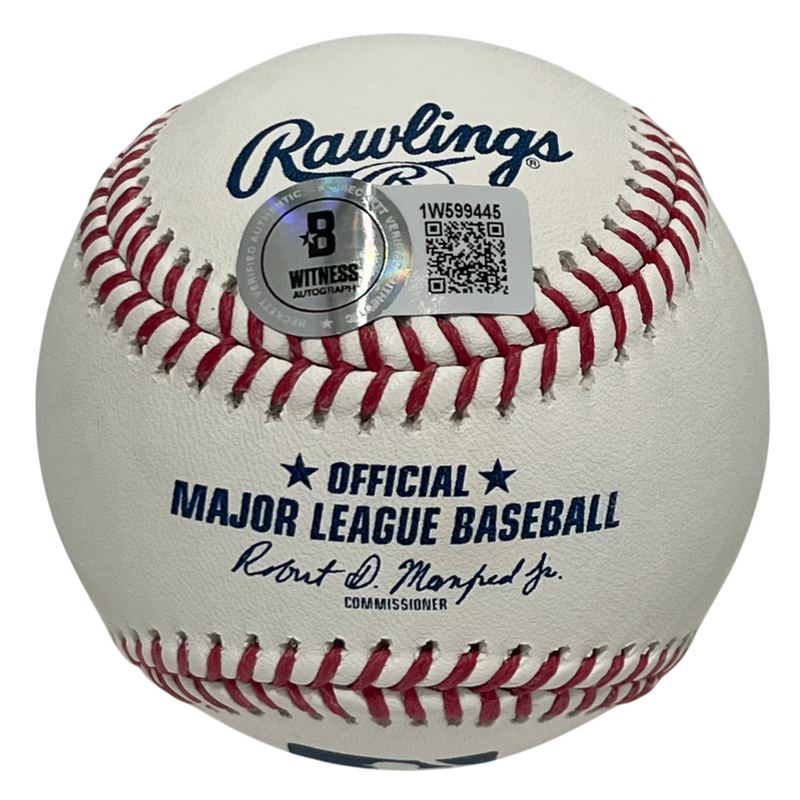 Julio Franco Signed Rawlings ROMLB Baseball Beckett Witness BAS COA Rangers