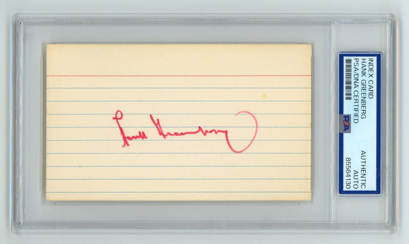 Hank Greenberg Signed Autographed 3x5 Index Card Cut PSA DNA Auto Tigers H