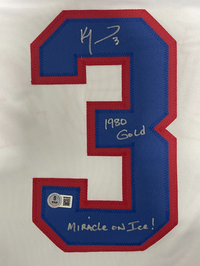 Ken Morrow Signed USA Custom Jersey w 1980 Gold Miracle on Ice Beckett W BAS COA