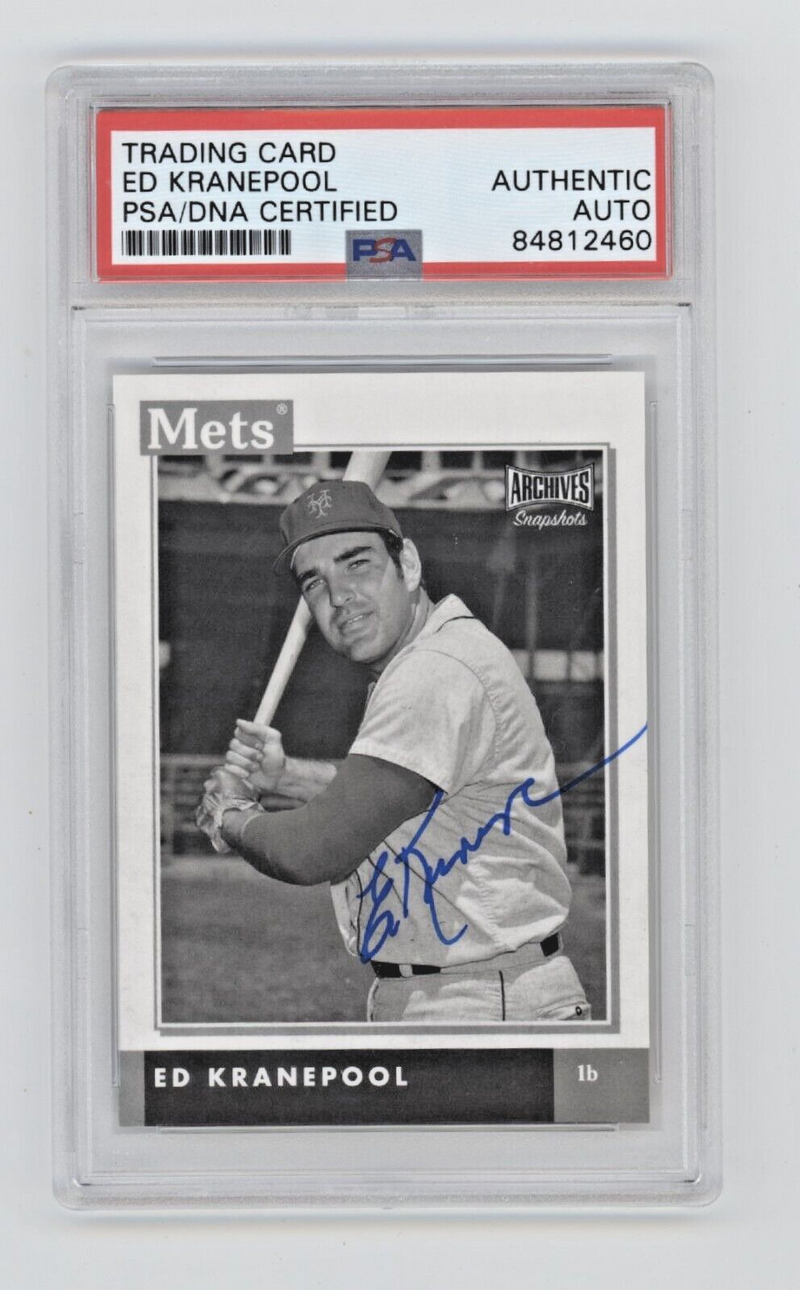 Ed Kranepool 2020 Topps Archives Snapshots Black & White BW Signed PSA Auto Mets