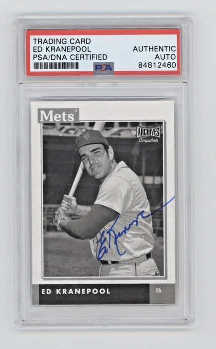 Ed Kranepool 2020 Topps Archives Snapshots Black & White BW Signed PSA Auto Mets