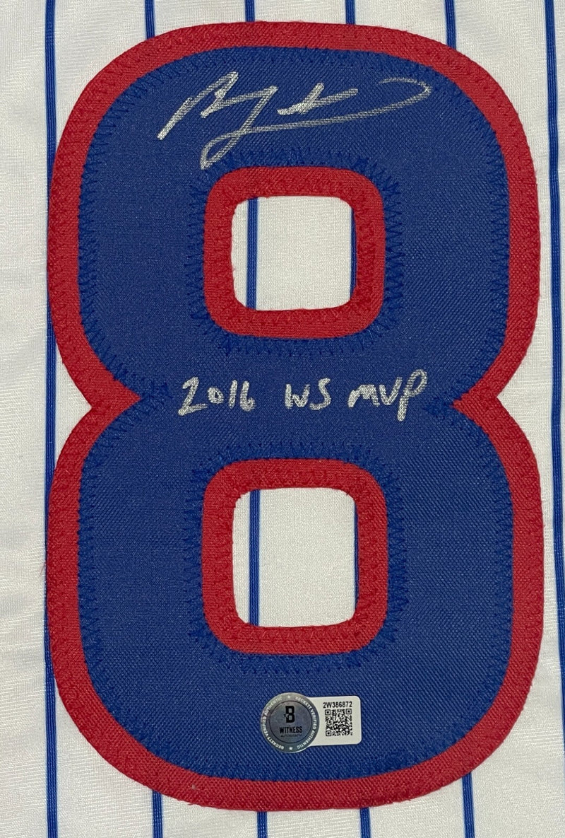 Ben Zobrist Signed Chicago Cubs Custom Jersey w/ 2016 WS MVP Beckett Wit BAS COA
