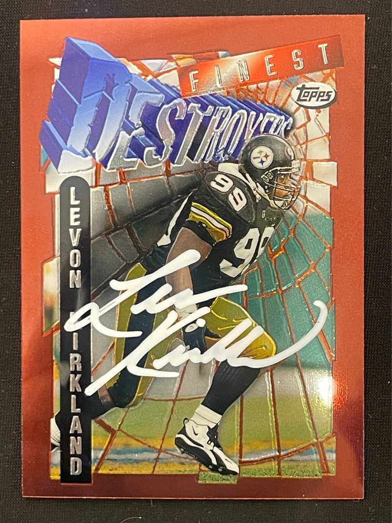 Levon Kirkland Signed 1996 Topps Finest Destroyers Common 356 LSCM COA Steelers
