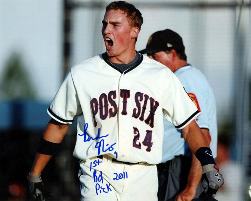 Brandon Nimmo Signed 8x10 Photo w/ 2011 1st Rd Pick Insc LSCM COA Mets #2