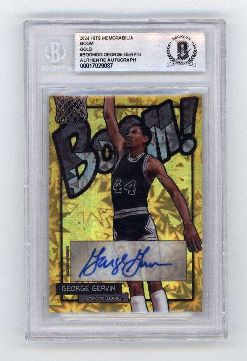 George Gervin 2024 Hits Memorabilia BOOM Gold #/10 Signed BGS BAS Auto Spurs