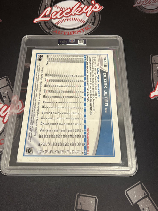 Derek Jeter 2018 Topps Turn 2 Foundation Oversized Signed On-Card Auto #4/15 PSA