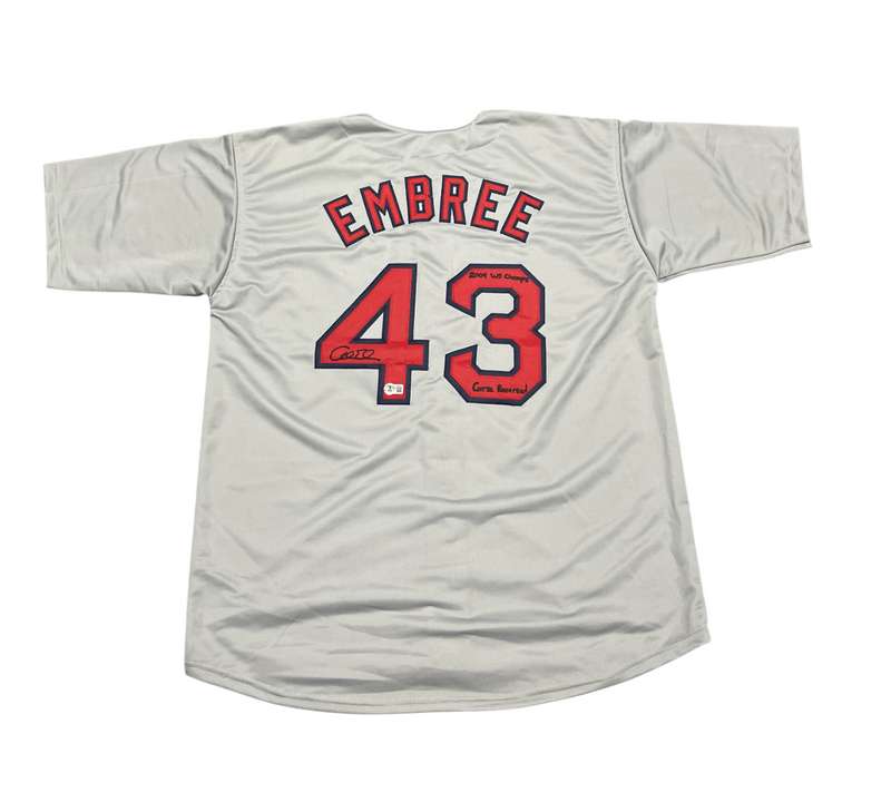 Alan Embree Signed Boston Red Sox Custom Jersey w/ WS + Curse Beckett BAS COA