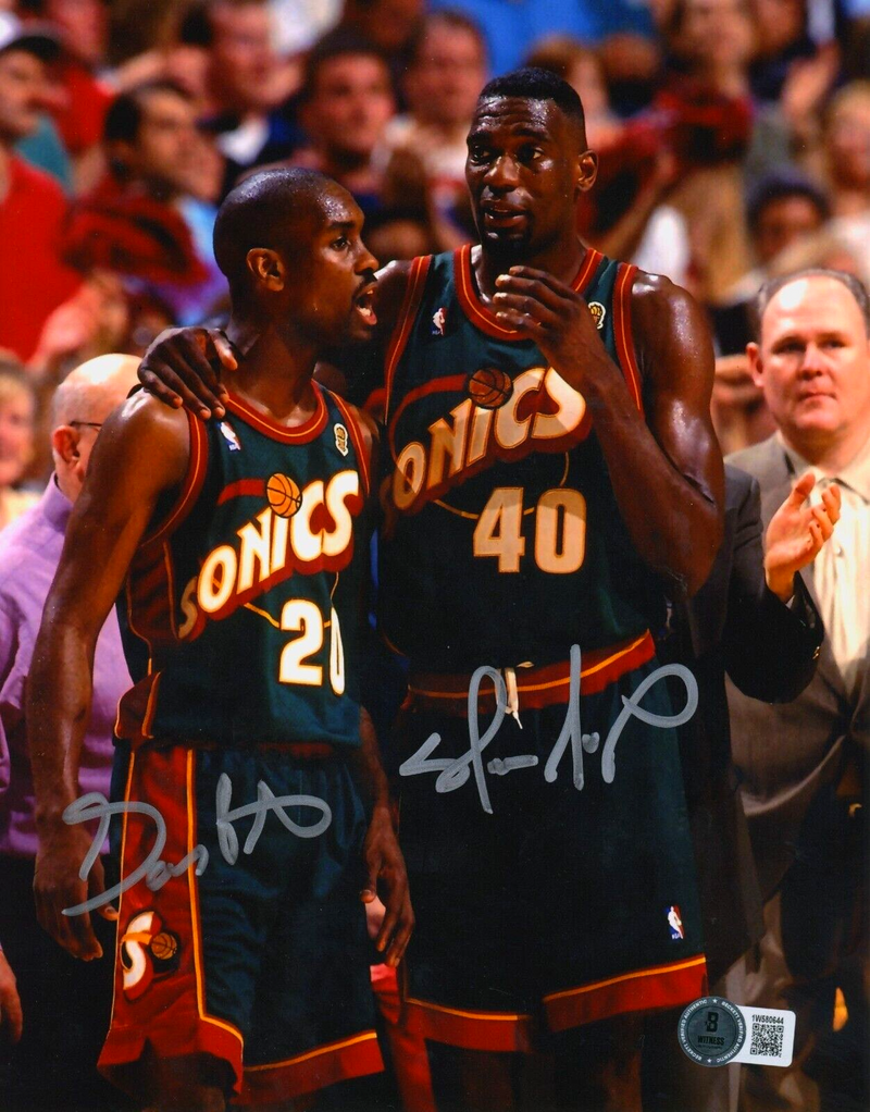 Shawn Kemp & Gary Payton Dual Signed Sonics 8x10 Photo Beckett Wit BAS COA #2