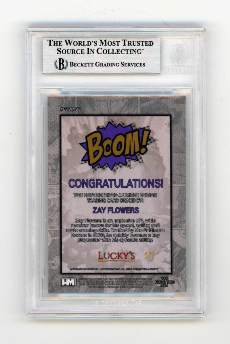 Zay Flowers 2024 Hits Memorabilia BOOM Super 1/1 Signed BGS BAS Auto Ravens