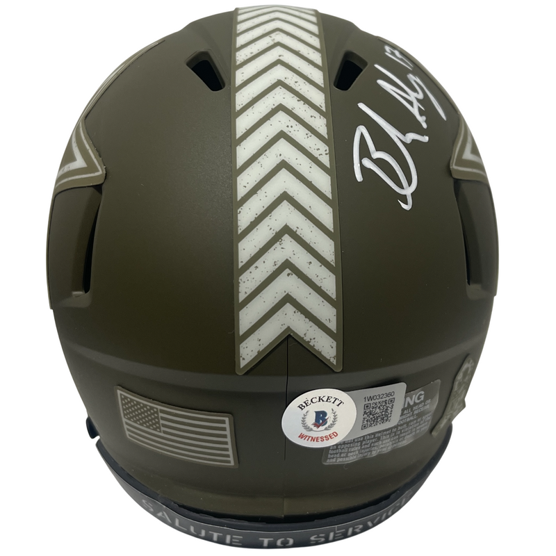 Brandon Aubrey Signed Salute 23 Mini Helmet w/ Americas Kicker Beckett BAS COA