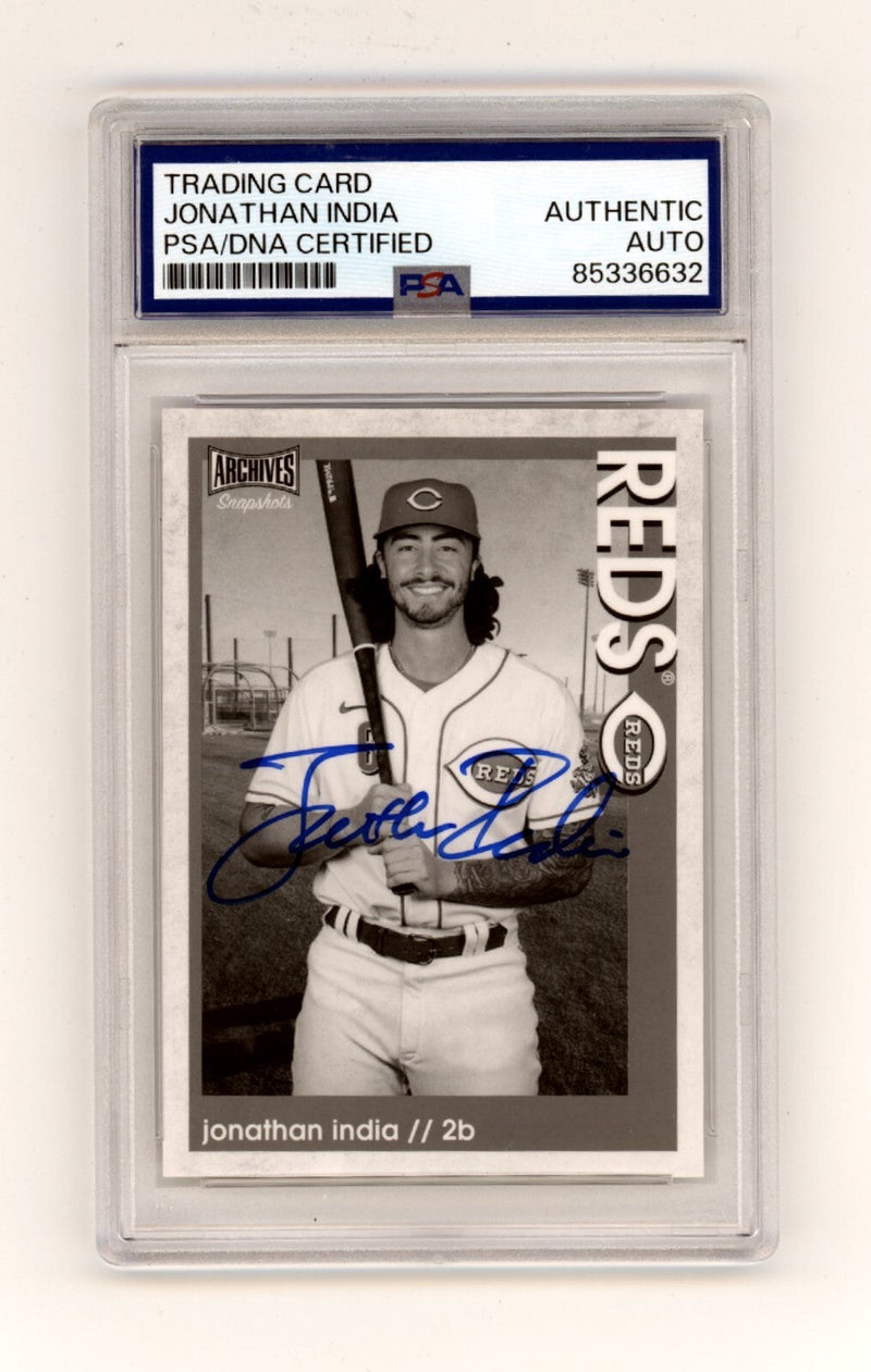 Jonathan India 2022 Topps Archives Snapshots Black & White #36 Signed PSA Auto