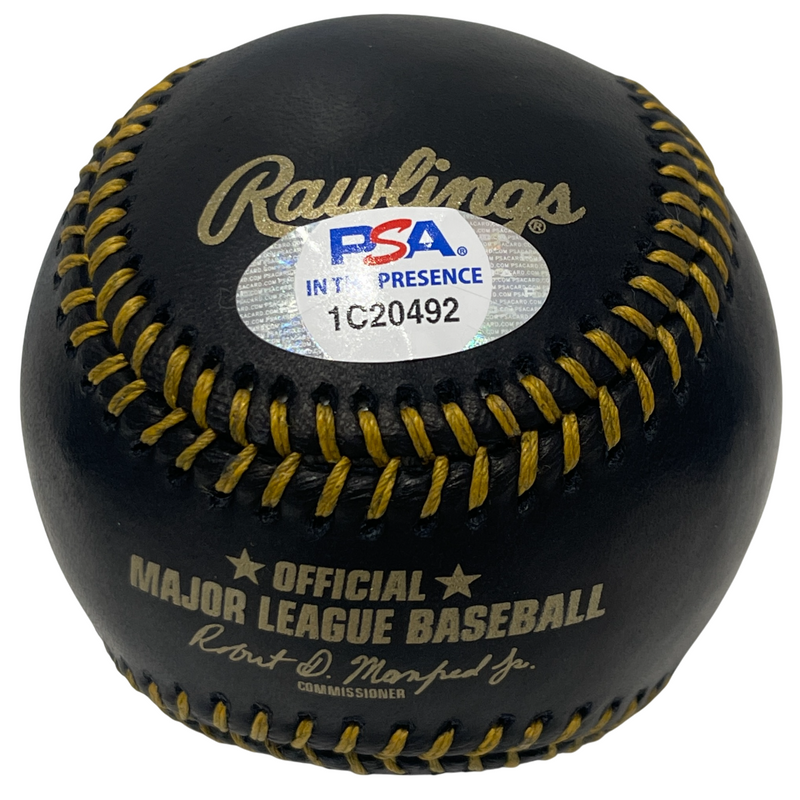 Luis Medina Signed Black Rawlings ROMLB Baseball PSA ITP COA Athletics