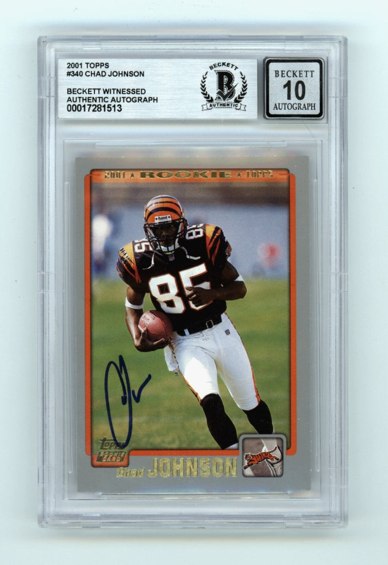 Chad Johnson 2001 Topps #340 Rookie RC Signed Beckett BGS 10 Auto Bengals