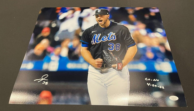 Tylor Megill Signed Auto New York Mets 16x20 Photo "CO-NO 4/29/22" JSA WIT COA