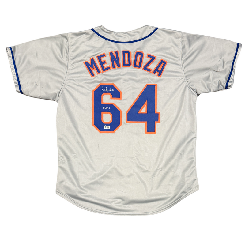 Carlos Mendoza Signed New York Mets Custom Jersey w/ LGM! Beckett Wit BAS COA