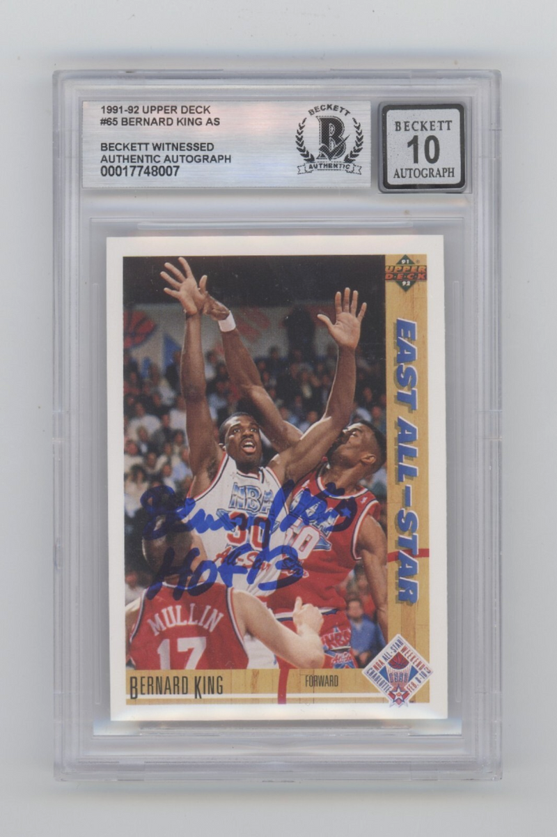 Bernard King 1991-92 Upper Deck #65 All Star Signed w/HOF 13 Beckett BGS 10 Auto