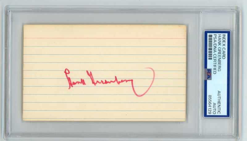 Hank Greenberg Signed Autographed 3x5 Index Card Cut PSA DNA Auto Tigers I