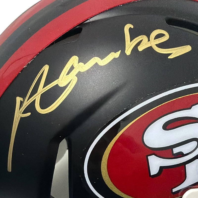 Merton Hanks Signed San Francisco 49ers Rivalries Mini Helmet JSA Witness COA