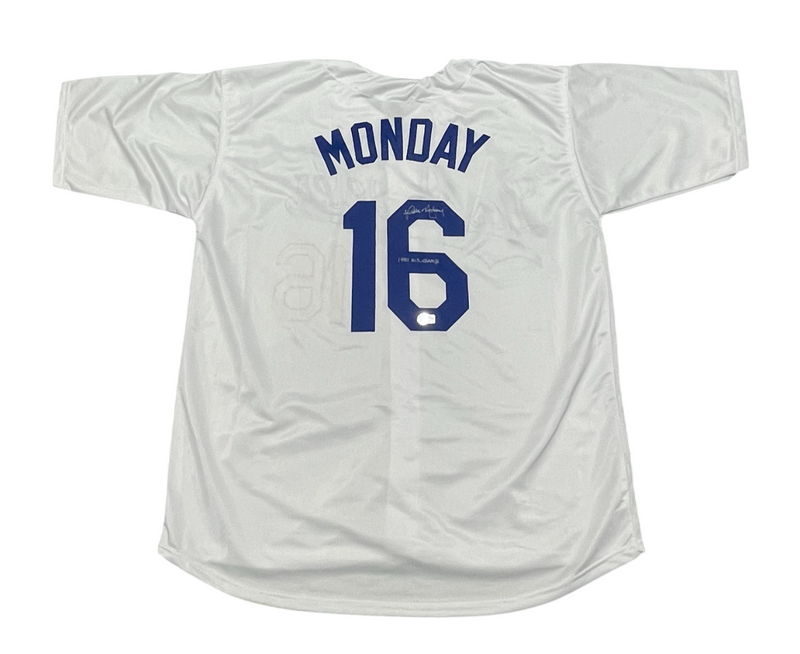 Rick Monday Signed Auto Dodgers Custom Jersey w/ 81 WS Champs Beckett BAS COA
