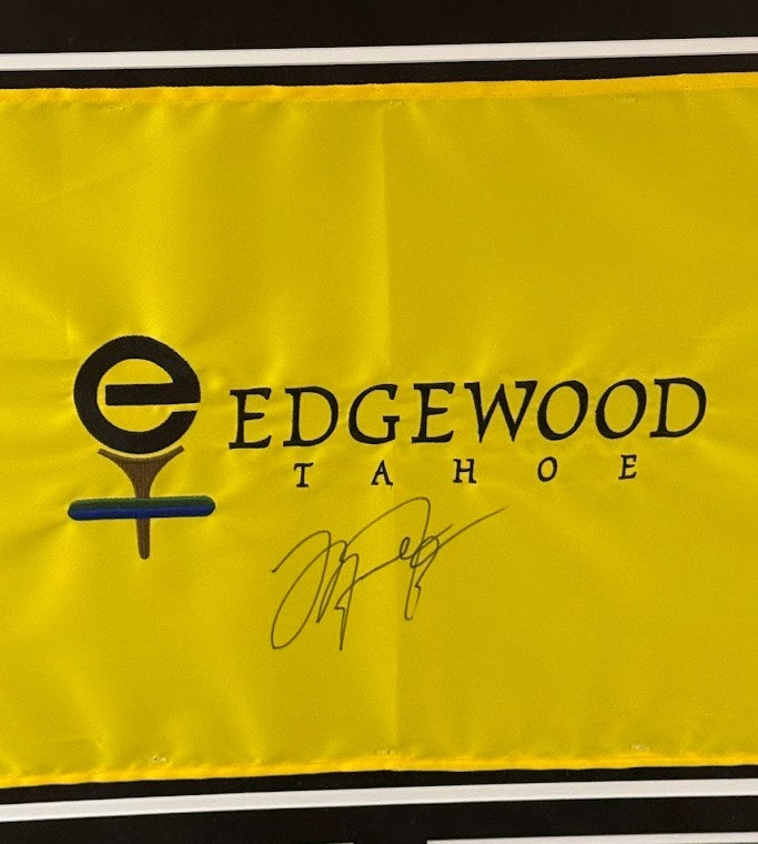 Michael Jordan Signed & Custom Framed Edgewood Tahoe Golf Pin Flag PSA LOA