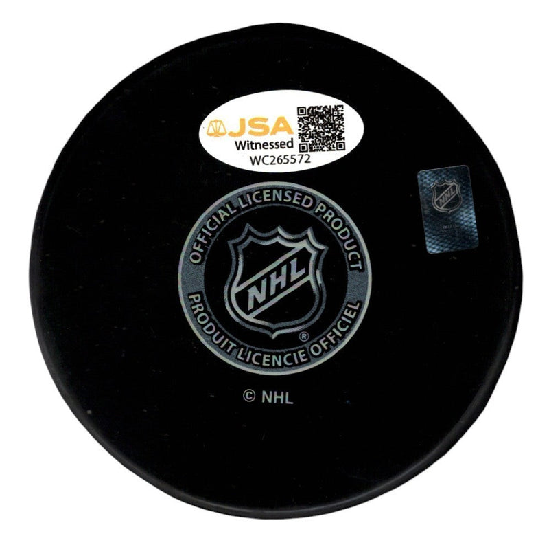 Bernie Nicholls Signed Autographed Los Angeles Kings Logo Puck JSA Witness COA