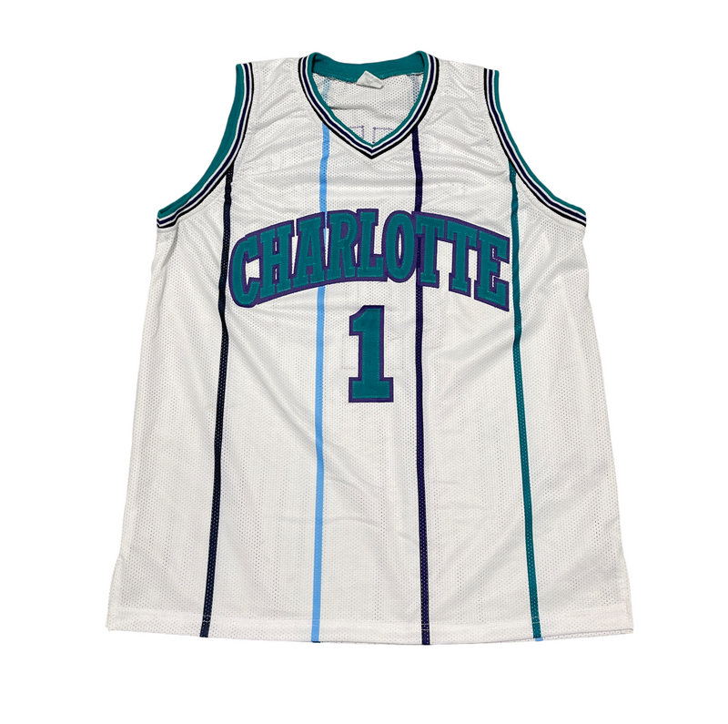 Muggsy Bogues Signed Hornets Custom White Jersey Beckett Witness BAS COA