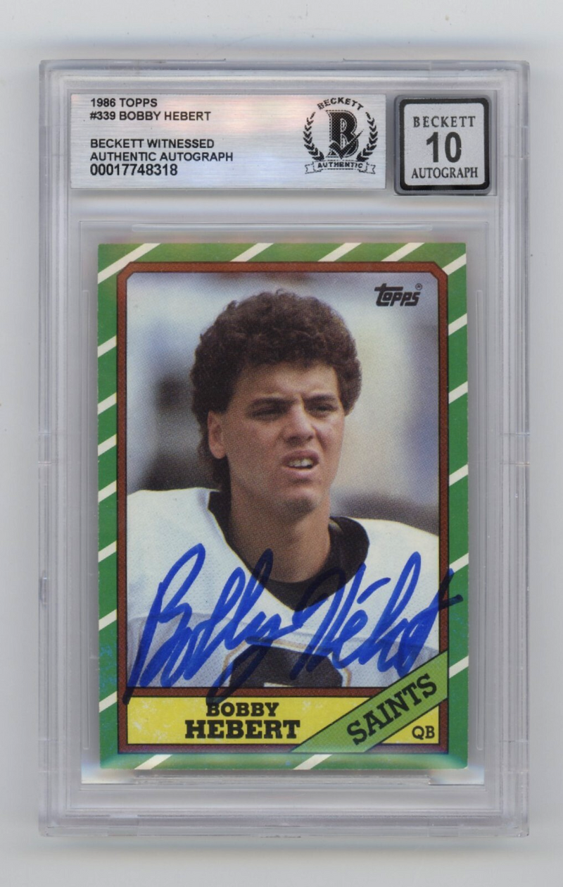 Bobby Hebert 1986 Topps #339 RC Signed Beckett BGS 10 Auto New Orleans Saints