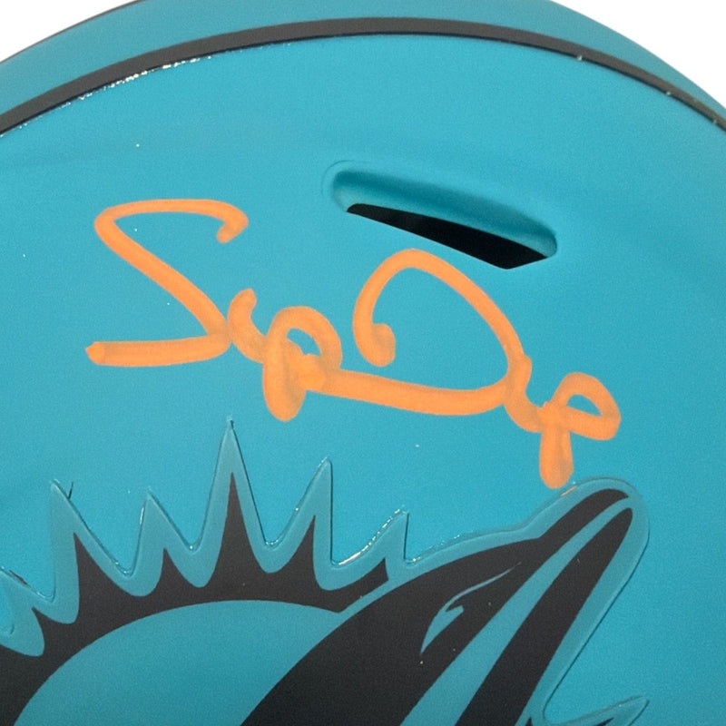 Mark Clayton & Mark Duper Dual Signed Dolphins Rave Mini Helmet JSA Wit COA