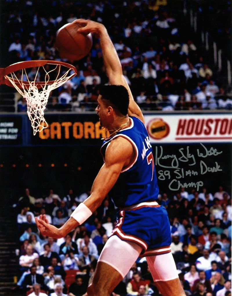 Kenny "Sky" Walker Signed NY Knicks 8x10 Photo w/ 89 Slam Dunk Champ LSCM COA #1