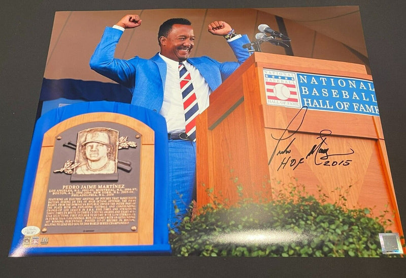 Pedro Martinez Signed Auto Boston Red Sox 16x20 Photo "HOF 2015" JSA WIT COA