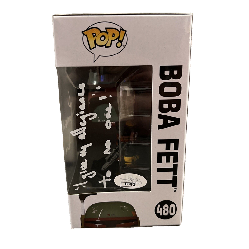 Temura Morrison Signed Auto Boba Fett #480 Star Wars Funko Pop Rare Insc JSA COA